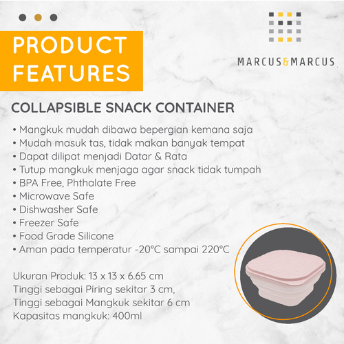 Marcus & Marcus Collapsible Snack Container – Pastel Pink